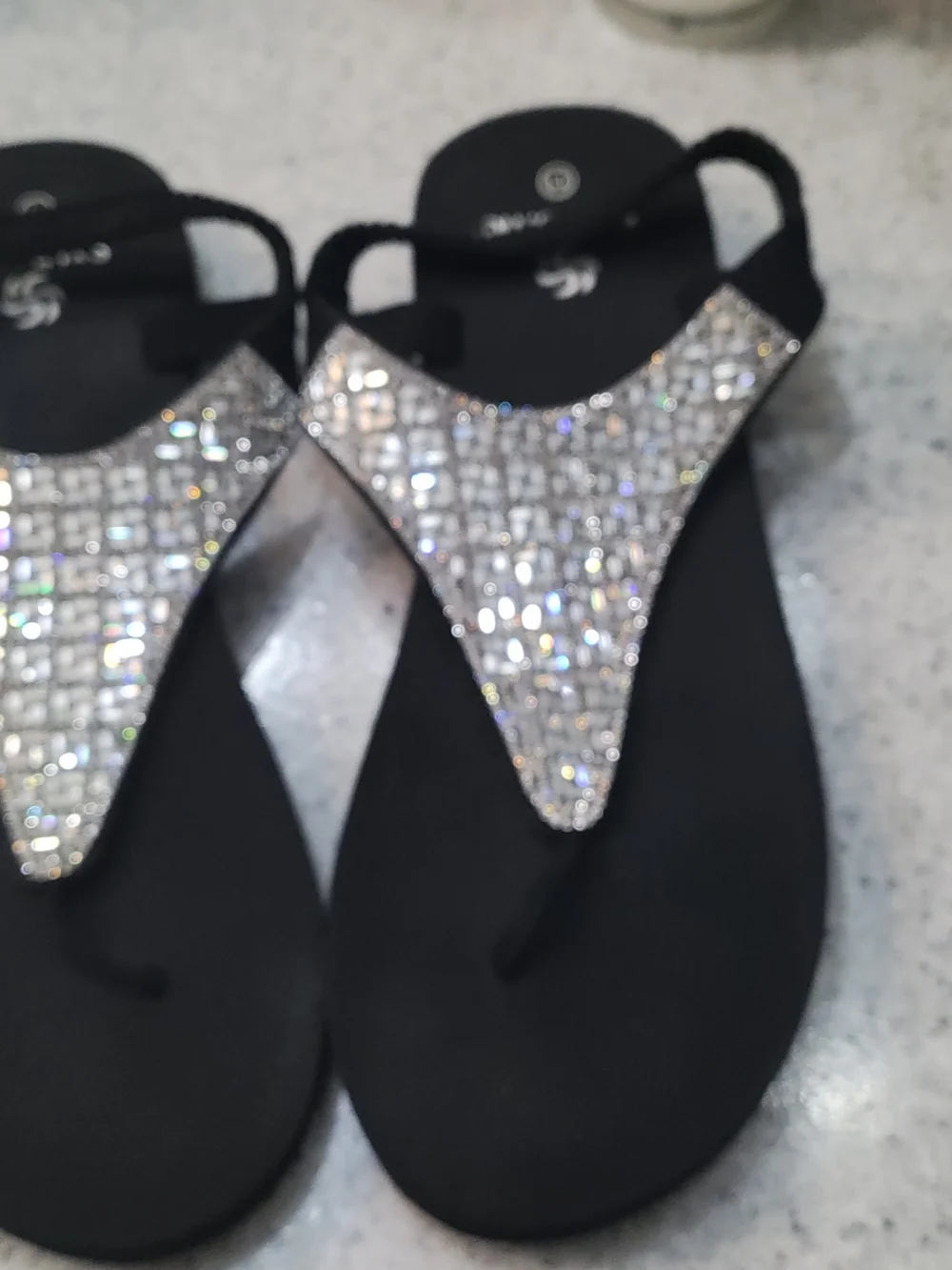 Black Rhinestone👑🫵✨ T-Strap Women's Sandals